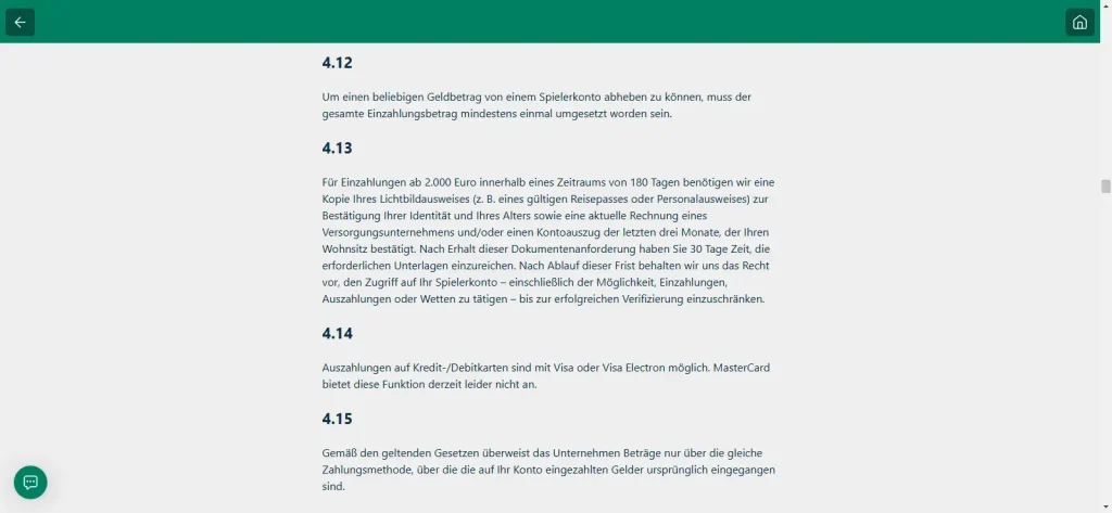 Auszahlungsmethoden von BoaBet